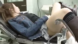 Beautiful Japanese girl gets fingered in her cunt by gynecologist