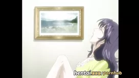 Purple haired hentai milf is coveting to her young nephew and doing tight blowjob