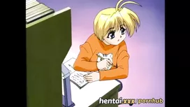 Busty hentai brunette teen chick does tight blowjob to her blond stepbrother