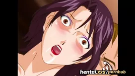 Perverted hentai dude eating food from busty nude milf and feeling horny