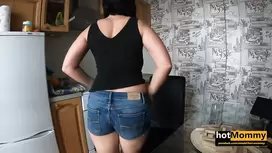 Appetizing tight milf is sucking big dick and fucking hard in kitchen